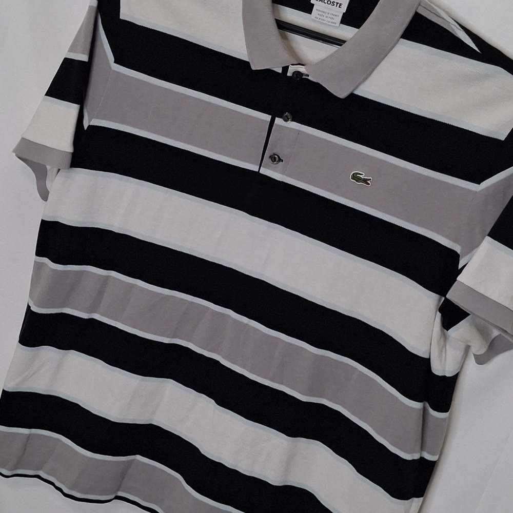 Lacoste Striped Pique Polo Shirt Size XXL (7) - Picture 7 of 13